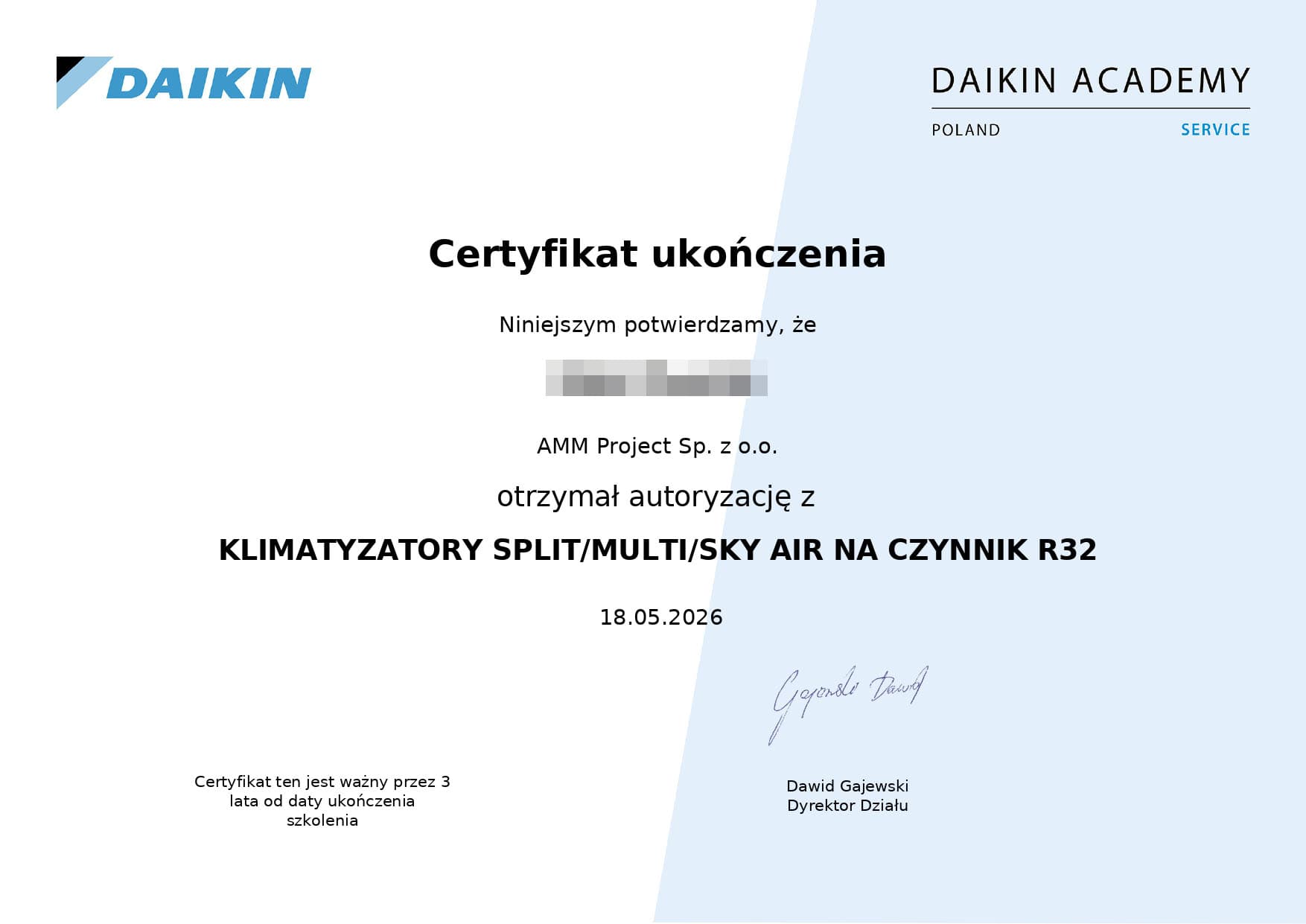 KLIMATYZATORY SPLIT / MULTI / SKY AIR NA CZYNNIK R32 – DAIKIN SZKOLENIE MONTAŻOWE