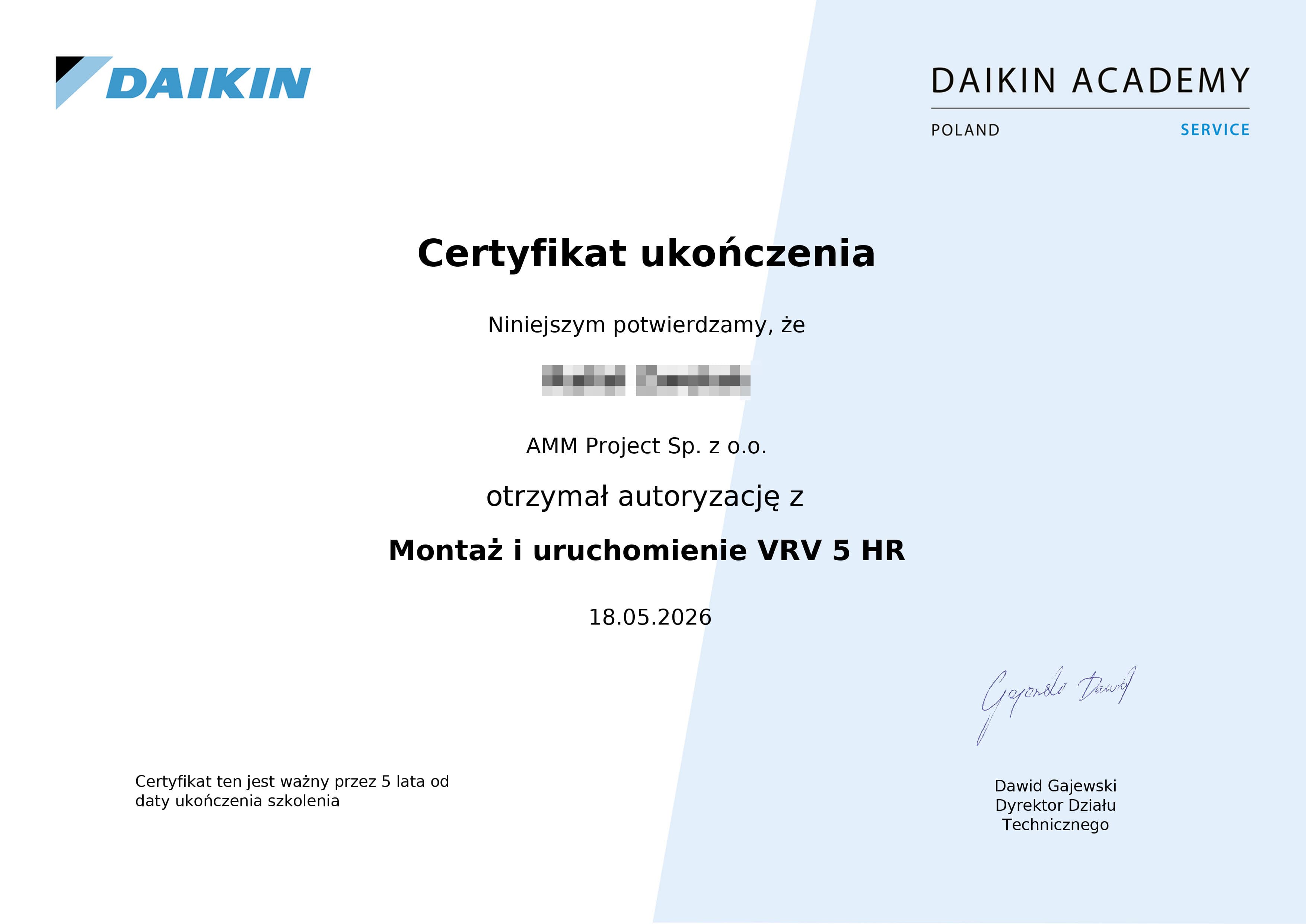 Montaż i uruchomienie VRV 5 HR – DAIKIN SZKOLENIE MONTAŻOWE